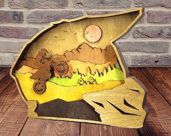 Layered Motocross Helmet Design, Laser Cut Svg, Pdf (Digital Download)