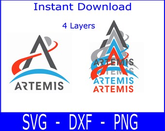 Artemis Svg Layered Rocket Space Moon Laser Design 4 Layers svg dxf png  file