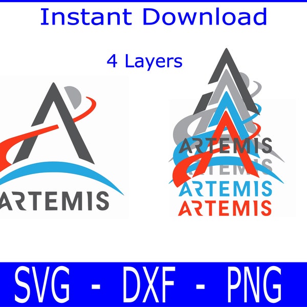 Artemis Svg Layered Rocket Space Moon Laser Design 4 Layers svg dxf png file