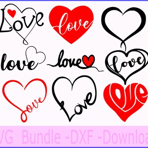 Love Svg Bundle mit Herz, Love with Heart Svg, Heart Bundle
