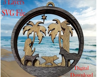 3-Layer Nativity Ornament SVG – Christmas Laser Cut File (Digital Download)