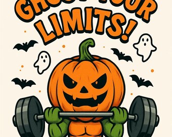 Power Pumpkin Deadlift SVG – Gym Skull Workout PNG for Cricut & Cameo, bundle