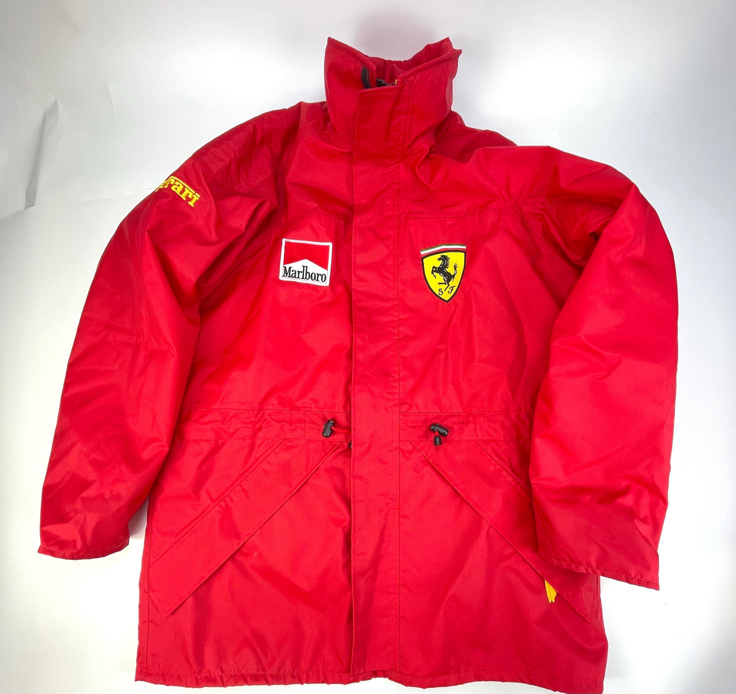 Veste De Course Ferrari Vintage - Cuir Véritable Rouge - Taille M - Occasion Parfait état