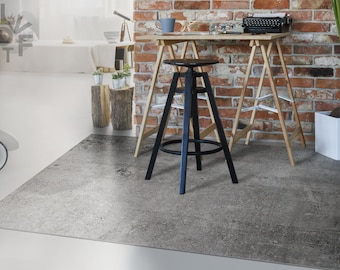 Concrete Wall Modern Linoleum Rug, Gray Vinyl Rug, White Vinyl Mat, Solid Vinyl Floor Mat, PVC Mat, Area Rug, Kitchen Mats For Floor