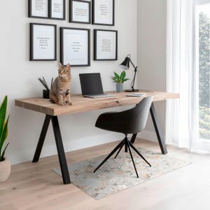 Floral Ornament Desk Chair Mat, Beige Computer Chair Mat, Office Chair Mat, Plants Chair Mat, Gaming Chair Floor Protector
