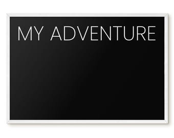 My Adventure Souvenir Magnet Display, Black Metal Magnet Board, Minimalist Custom Wall Art, Texts Pattern