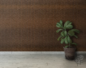 Seamless Brown Colored Basket Weave Seamless, Removable Raw Wallpaper, Peel And Stick Roll, Rustic Home Style, Traditional, Black, Wall Art