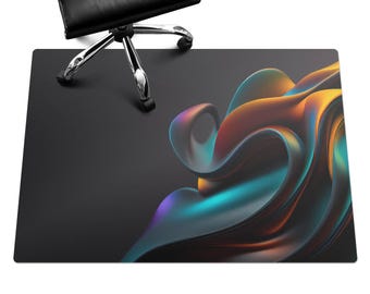 Wavering Abstractions Chair Mat, Black Office Chair Floor Protector, Chair Floor Protector, Abstraction Desk Chair Mat, Computer Chair Mat