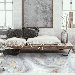 Stone Painting Linoleum Rug, Gray Vinyl Rug, Gold Vinyl Mat, Marble Vinyl Floor Mat, PVC Mat, Decorative Mat, Kitchen Mats For Floor