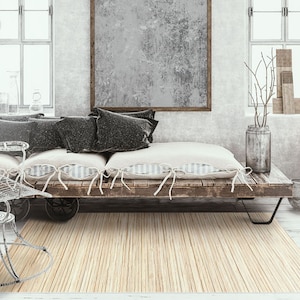 Tree House Light Linoleum Rug, Beige Vinyl Rug, Bronze Vinyl Mat, Wood Vinyl Floor Mat, PVC Mat, Area Rug, Kitchen Mats For Floor