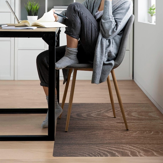 Wooden Grain Office Chair Floor Protector, Brown Chair Floor