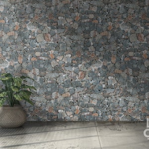 Rocce senza soluzione di continuità pastello colorato muro grezzo grunge sfondo retrò, carta da parati grezza rimovibile, rotolo stacca e attacca, stile rustico casa, grigio