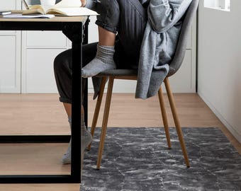 Protector de suelo para silla de oficina con diseño de mármol abstracto, protector de suelo para silla en escala de grises, alfombrilla para silla de escritorio, alfombrilla de vinilo texturizado, alfombrilla para silla gaming