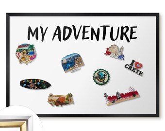 My Adventure Custom Magnet Board, White Metal Magnet Board, Minimalist Modern Wall Decor, Texts Pattern
