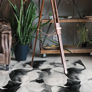 Open Your Eyes Linoleum Rug, Black Vinyl Mat, White Vinyl Floor Mat, Abstract Vinyl Rug, PVC Mat, Decorative Mat, Vinyl Rugs and Mats