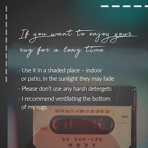 May include: A vintage cassette tape with a red and black design. The tape has text in Chinese and English. The text reads "WAVE / DE" and "If you want to enjoy your rug for a long time".
