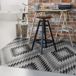 Samba Tample White Linoleum Rug, Beige Vinyl Floor Mat, Brown Vinyl Rug, Oriental Vinyl Mat, Kitchen Mat, Livingroom Rug, Vinyl Rugs and Mat