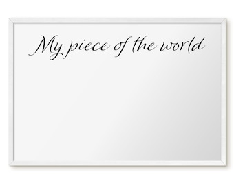 My Piece Of The World Magnetic Wall Art, White Metal Magnet Board, Minimalist Aesthetic Wall Hanging, Texts Pattern