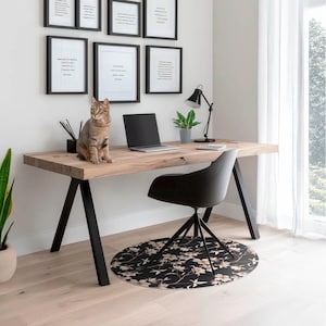 Floral Vintage Pattern Office Chair Mat, Black Chair Mat, Office Chair Floor Protector, Plants Chair Floor Protector, Desk Chair Mat