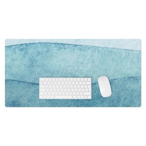 Bureauonderlegger met pastelkleurige golven, blauwe bureauhoes, tafelbeschermer, bureaumat texturen, bureaudecoratie