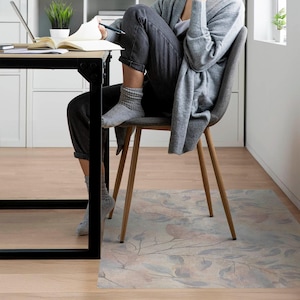 Delicate Leaves Background Computer Chair Mat, Beige Office Chair Mat, Chair Mat, Plants Vinyl Floor Protector, Chair Floor Protector