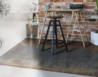 Rusty Metal Wall Linoleum Rug, Gray Vinyl Floor Mat, Brown Vinyl Rug, Solid Vinyl Mat, PVC Mat, Area Rug, Kitchen Mats For Floor