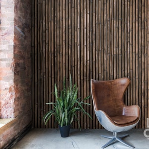 Old Dried Up Bamboo Brown Retro Pattern Texture, Removable Raw Wallpaper, Peel And Stick Roll, Rustic Home Style, Traditional Mural, Brown