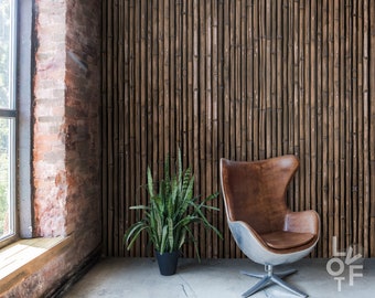 Old Dried Up Bamboo Brown Retro Pattern Texture, Removable Raw Wallpaper, Peel And Stick Roll, Rustic Home Style, Traditional Mural, Brown