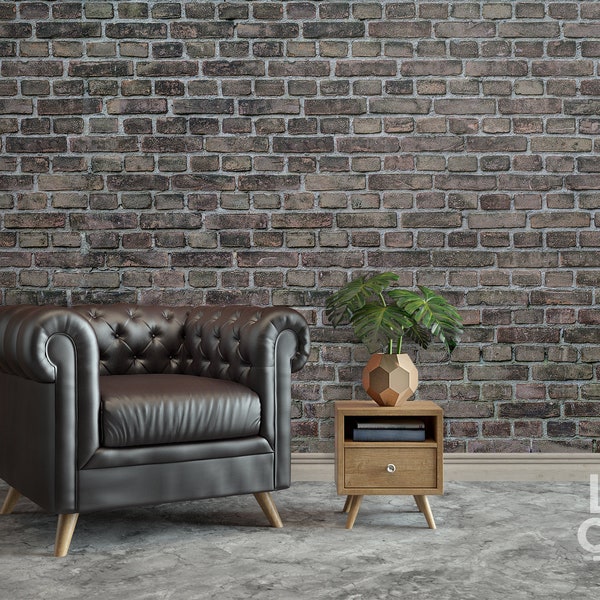 Dark Sad Grunge Brick Wall Rainy Day, Removable Raw Wallpaper, Peel And Stick Roll, Rustic Home Style, Traditional Mural, Gray, Brown, Solid