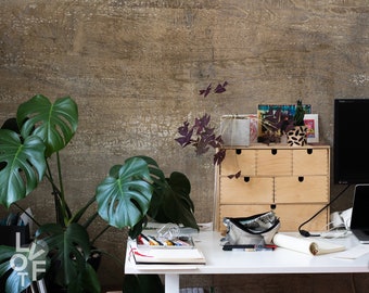 Textura de madera antigua repetida con fondo teñido con pintura blanca, papel tapiz crudo extraíble, rollo de pelar y pegar, estilo de hogar rústico, marrón