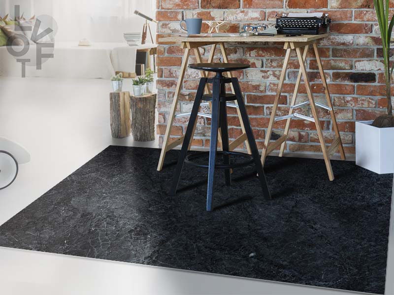 Alfombra de linóleo negro de piedra estera de vinilo negro | Etsy