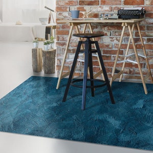 Paint Me Blue Linoleum Rug, Turquoise Vinyl Rug, Blue Vinyl Mat, Minimalist Vinyl Floor Mat, Kitchen Mat, Vinyl Flooring, Art Mat