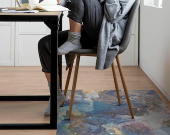 Protector de suelo para silla de oficina con diseño abstracto de mármol, protector de suelo para silla azul, alfombrilla para silla de escritorio, alfombrilla de vinilo con diseño abstracto, alfombrilla para silla gaming