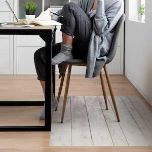 Wooden Texture Computer Chair Mat, Beige Office Chair Mat, Chair Mat, Texture Vinyl Floor Protector, Chair Floor Protector