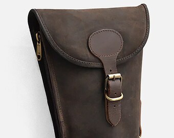 Estuche de cuero personalizado para escopeta / Estuche para rifle encerado marrón