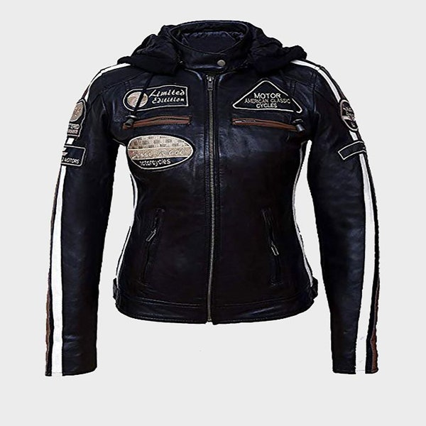 Women Biker Jacket With Saftey Pad Installation Option, Leather Jacket for Riders, Leather Jacket For Girl, Racing Jacket For Women