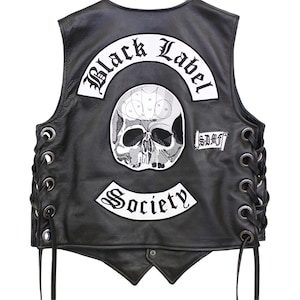 Black Label Society Leather Vest | Men&#39;s Black Label Society BLS Black Leather Vest | Rock Like Zakk Wylde with the Black Label Society Vest