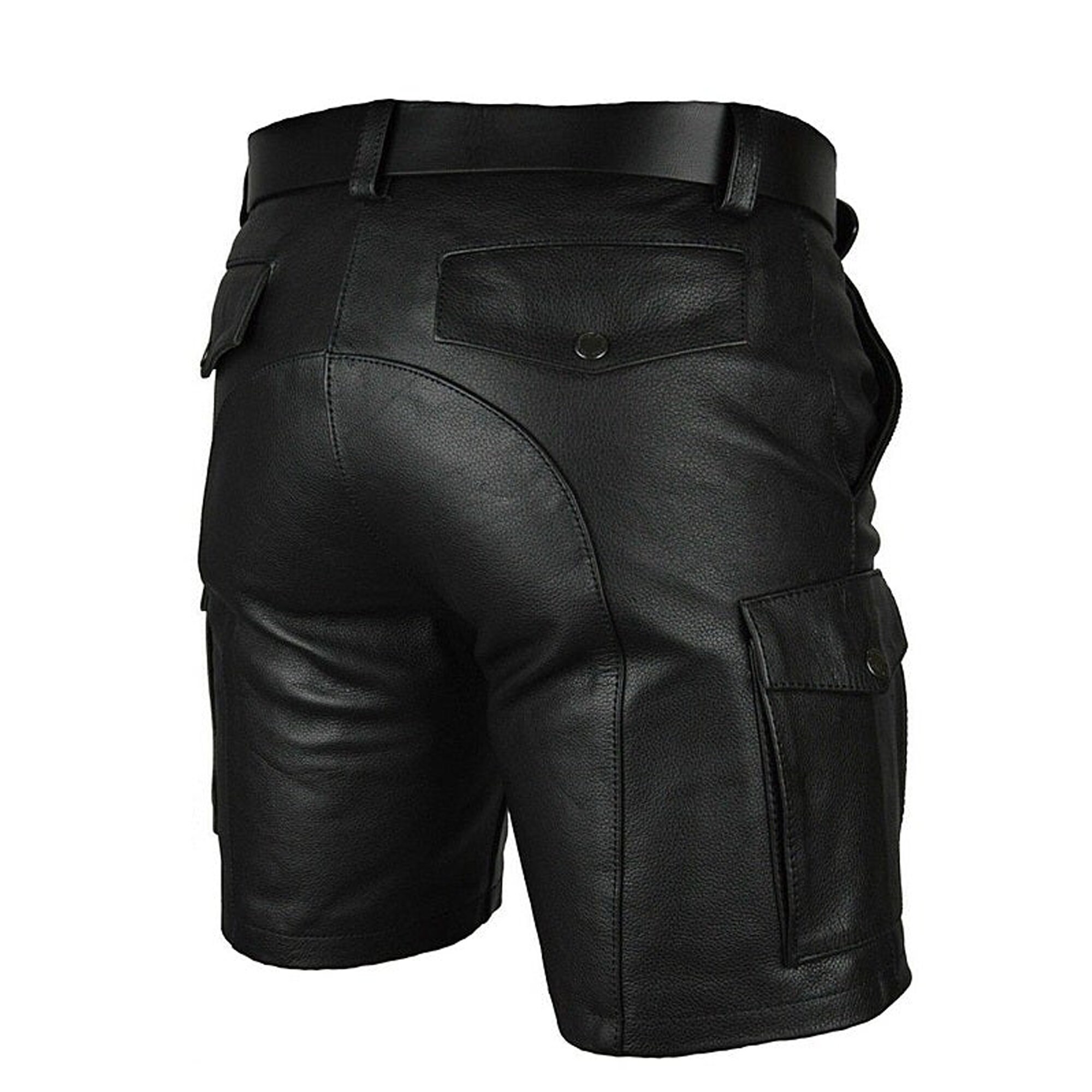 パンツ 25ss CARGO POCKET SHORTS BLACK EL LAB. Men's Black Leather Cargo Shorts: Low Waist, 6-pocket Design - Etsy