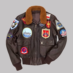 Men's Maverick T-G Cruise Pilot Flight Bomber Cowhide Real Leather Jacket-Pete Maverick Tom Cruise Leather Jacket With Embroidery Patches