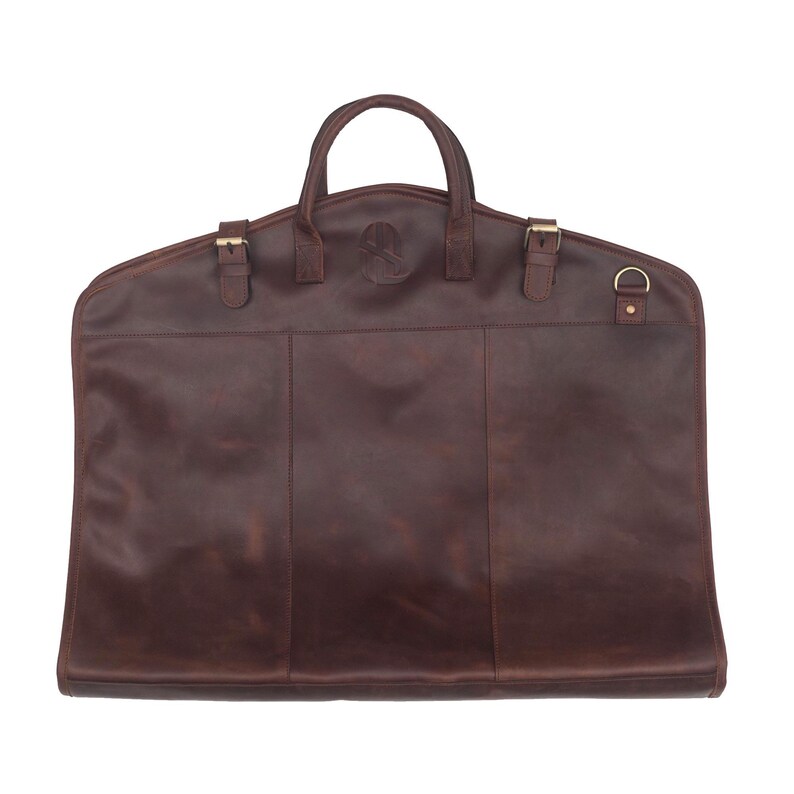 Personalized Leather Suit Carrier: Travel Garment Bag, Groomsmen Gift image 3