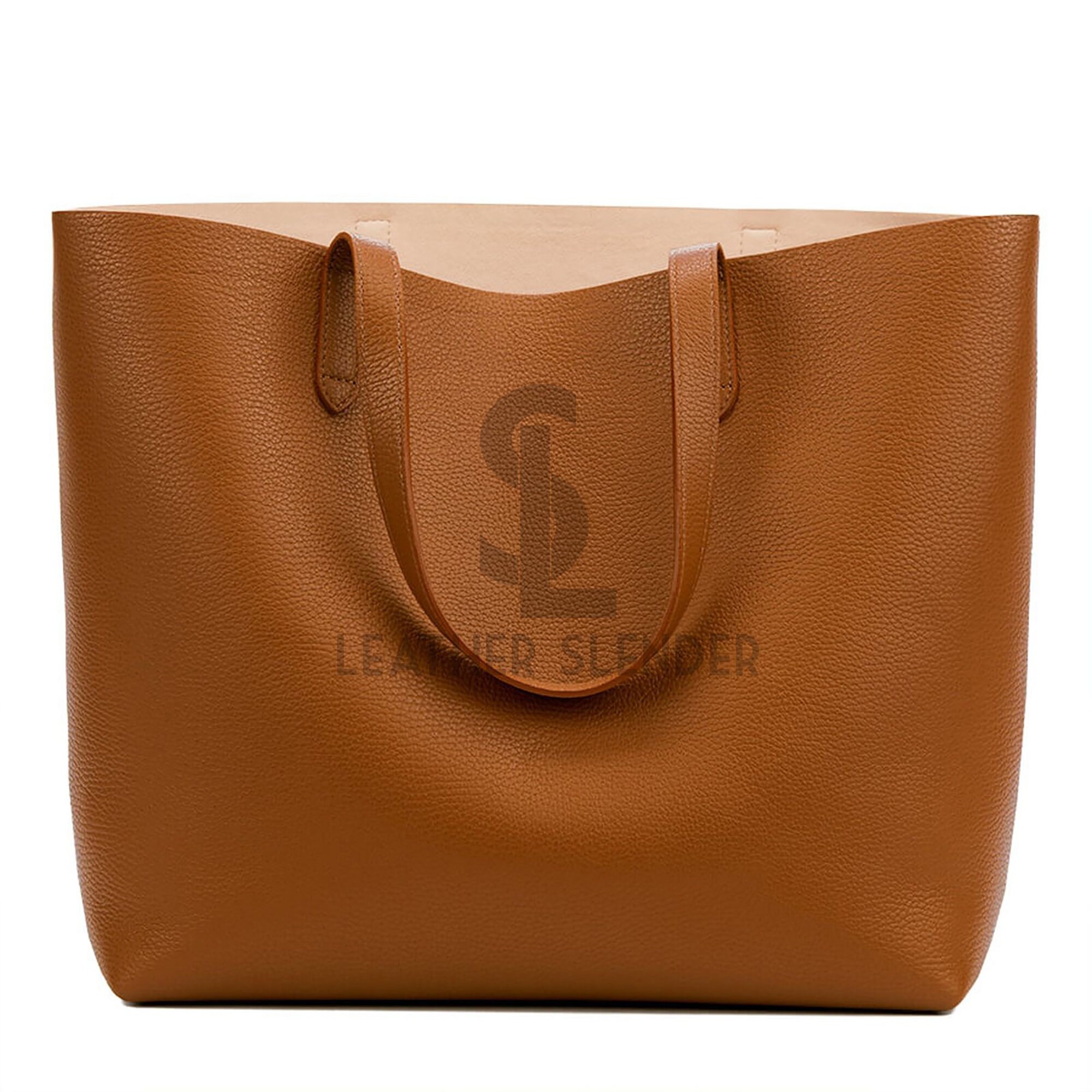 Le Donne Leather Shoulder Tote with Side Zip Pocket Cafe