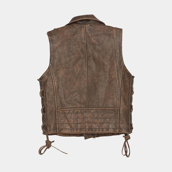 Leather Vest, Vintage Brown Leather Vest, Leather Vest for