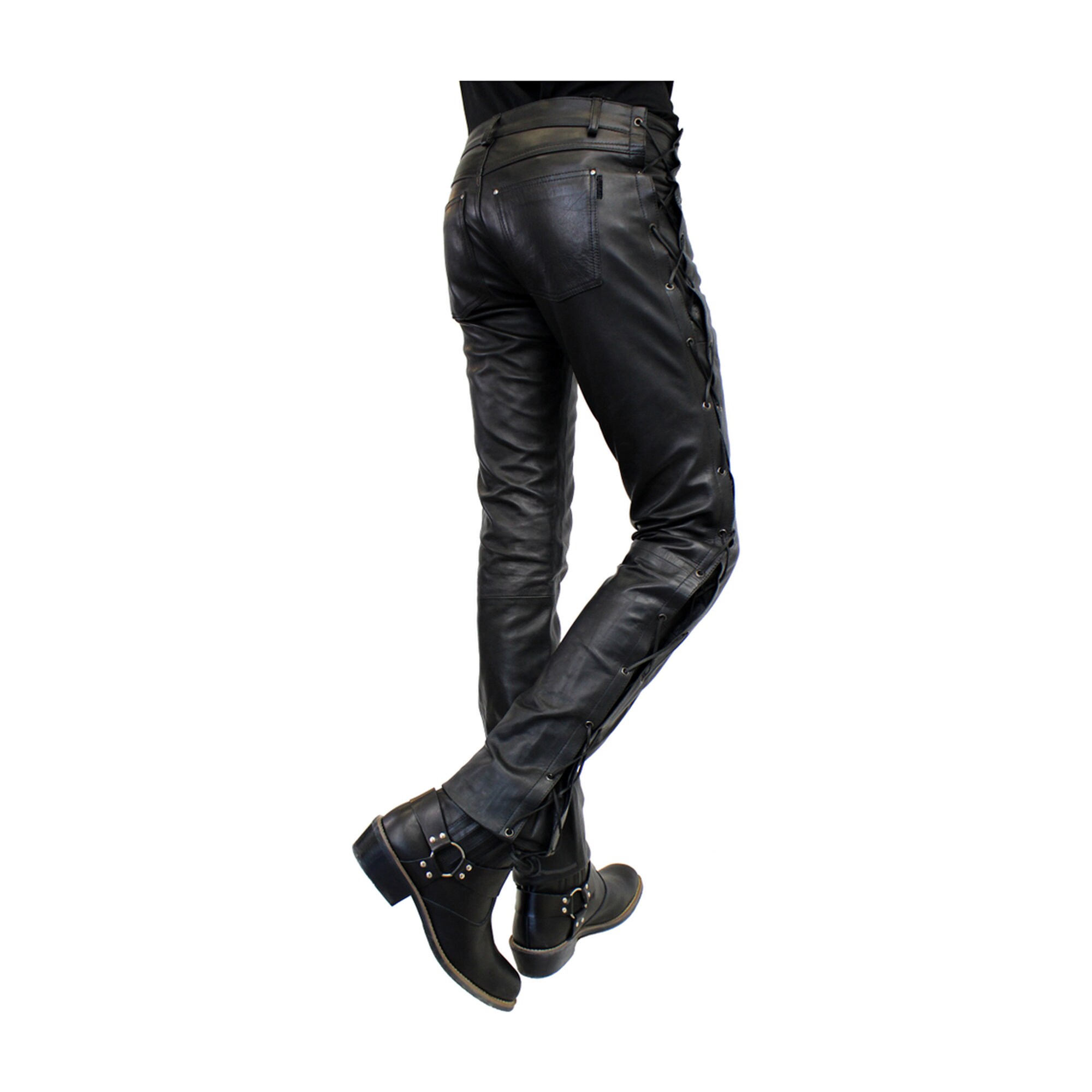 y*7様 Blackmeans leather pants cowskin Punk Men's Real Cowhide Leather Pants Kink Jeans Trousers