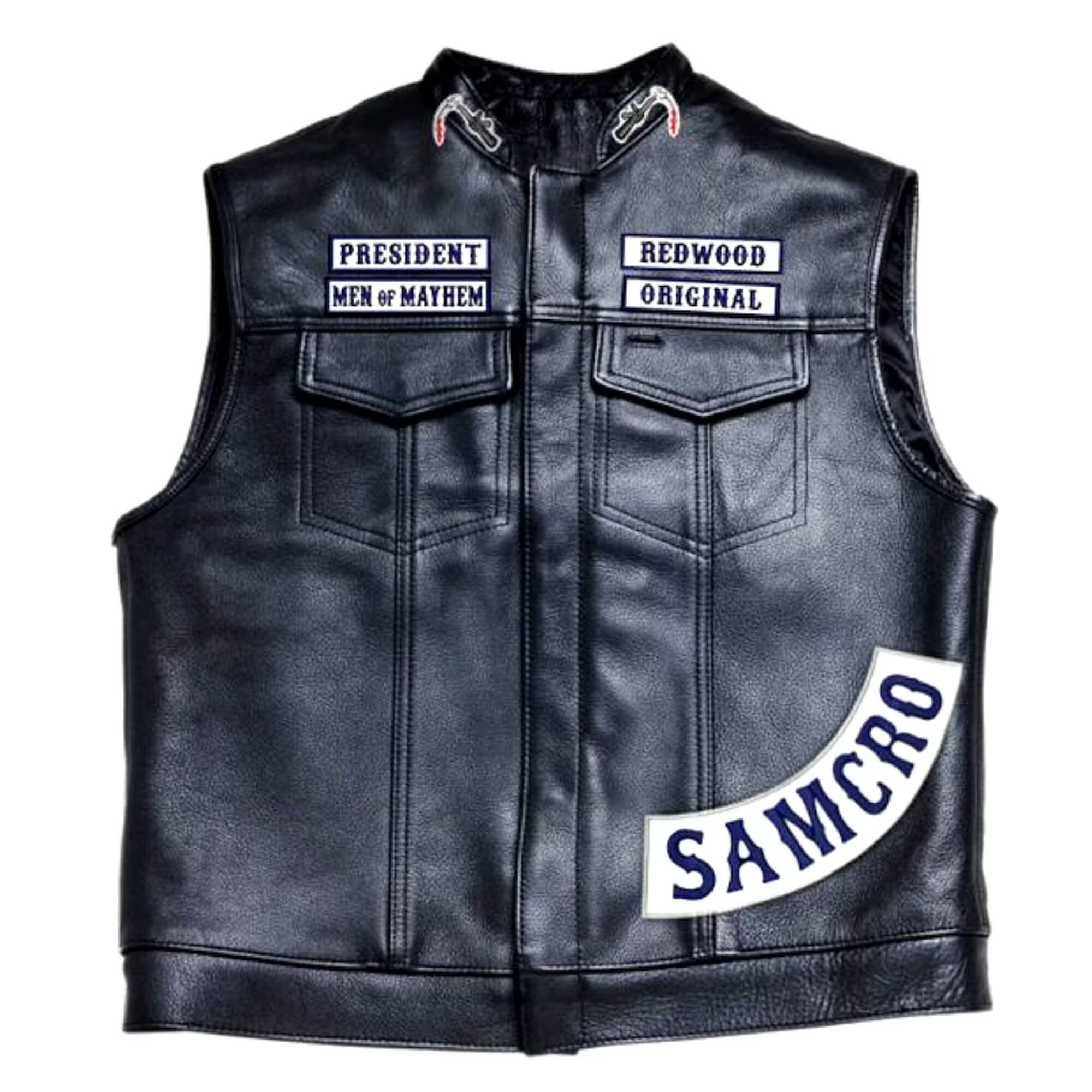 SOA Style Men's Leather Motorcycle Vest – Biker Anarchy Style, Side Lace, Concealed Carry – S To 5XL