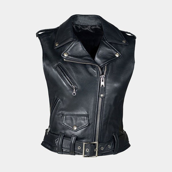 Leather Vest, Leather Vest for Biker, Women Leather Vest, Leather Vest for Girls, Vest For Ladies, Vintage Leather Vest - LeatherSlender