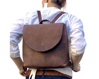 Vintage Choclate Brown Leather Backpack | Women Leather Backpack | Laptop Backpack | Minimalist Backpack | Leather Rucksack