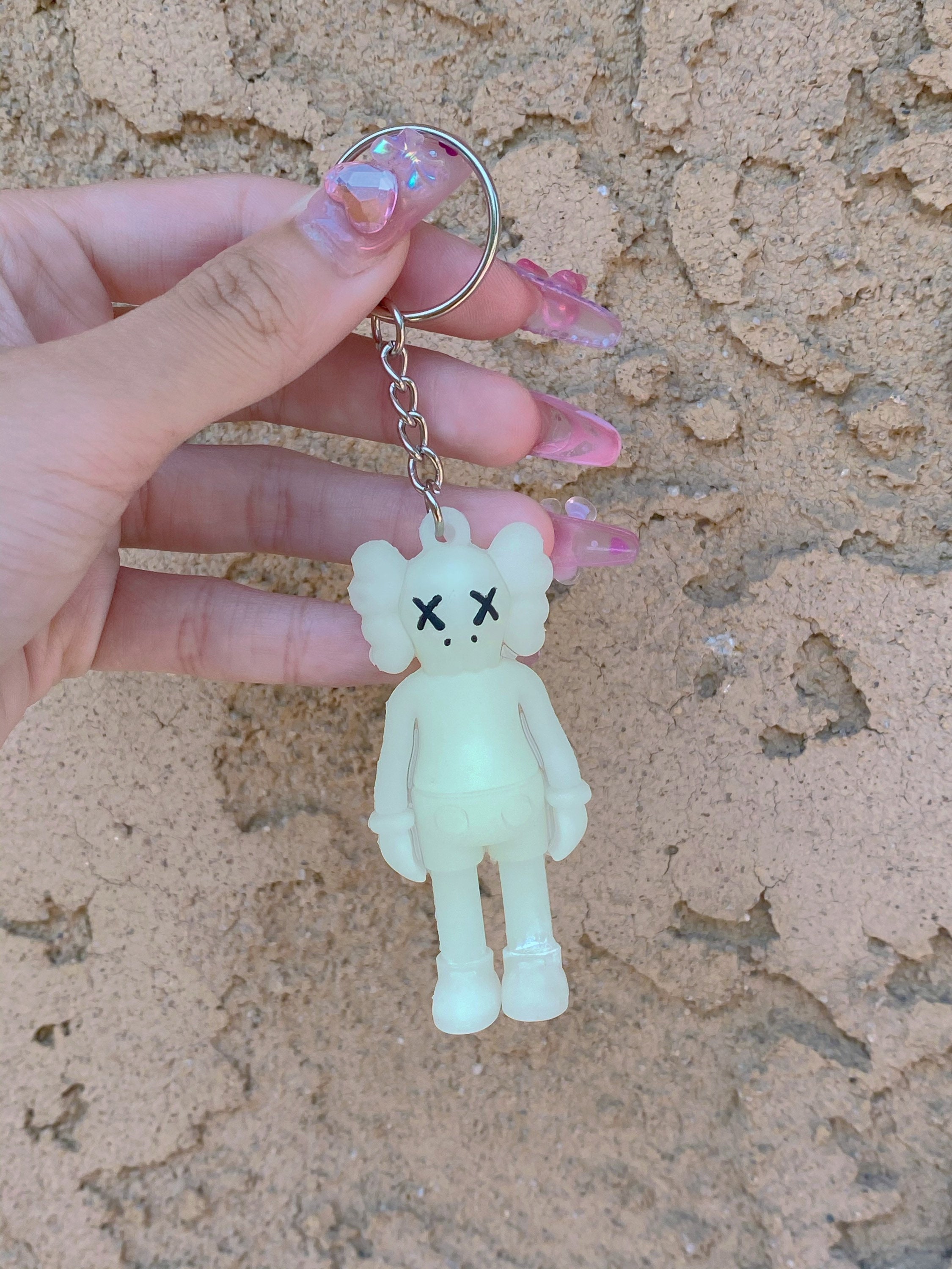 Kaws figure simple Luminous key chain. glow in the dark Etsy