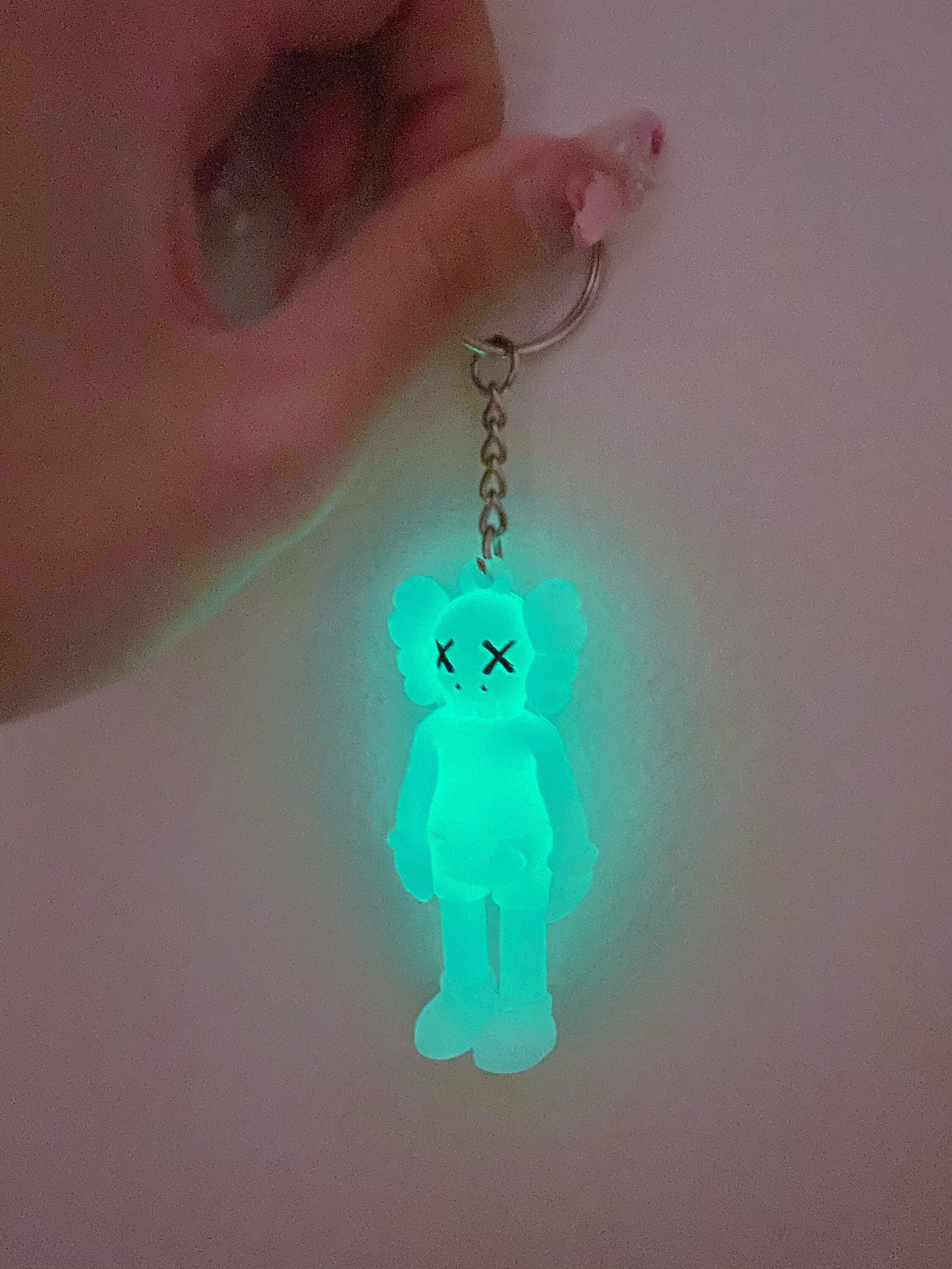 Kaws figure simple Luminous key chain. glow in the dark Etsy