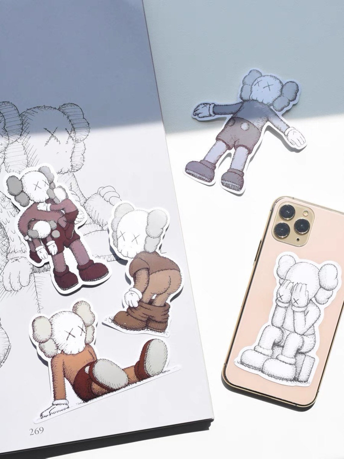 Kaws stickers 15pc pack.grey kaws stickers.laptop Etsy