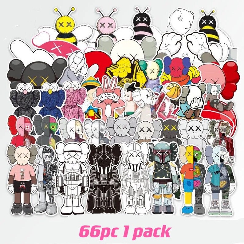 Kaws sticker whole pack 66pc.waterproof skateboard laptop Etsy